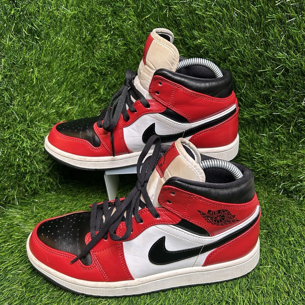 Nike Air Jordan 1 Mid Chicago Toe Gym Red White‎ Black 554724-069 Mens Size 8